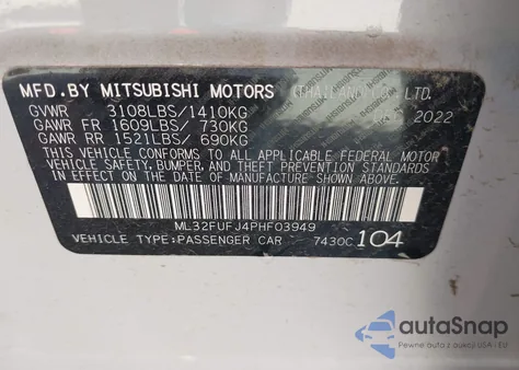 2023 Mitsubishi Mirage G4 Es from USA, damaged, VIN ML32FUFJ4PHF03949